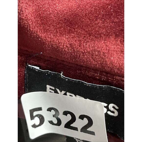 Express Velvet Blazer Double Breasted Womens XS Burgundy Red Holiday Formal - Picture 14 of 14